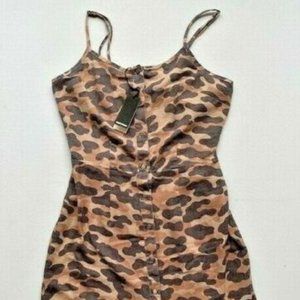 Monrow Animal  Camo Mini Strap Dress Spice